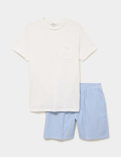 Ensemble pyjama short et t-shirt coton blanc homme