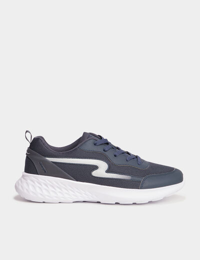 Baskets running &agrave; lacets bleu fonc&eacute; homme