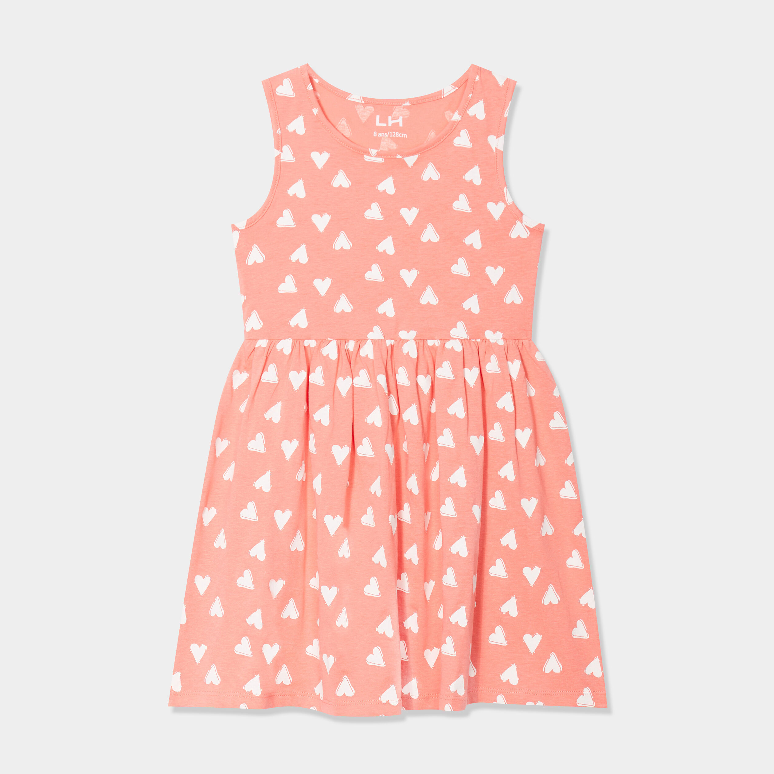 Robe patineuse sans manches coton vieux rose fille LH