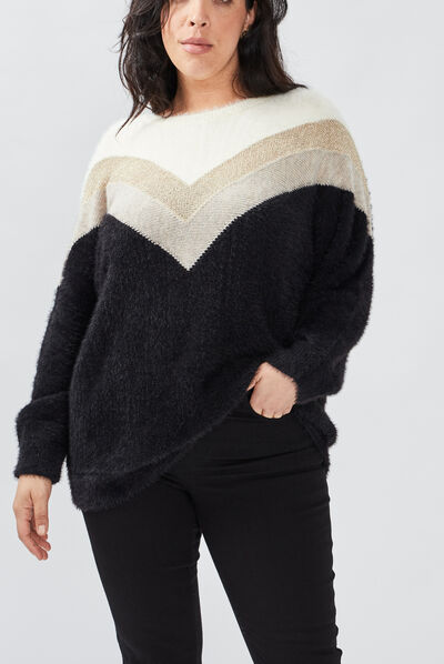 Pull manches longues noir femme grande taille