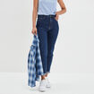 Jeans mom taille haute 7/8ème coton denim brut femme