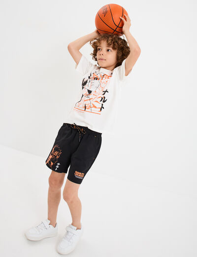 T-shirt manches courtes coton Naruto ivoire garçon
