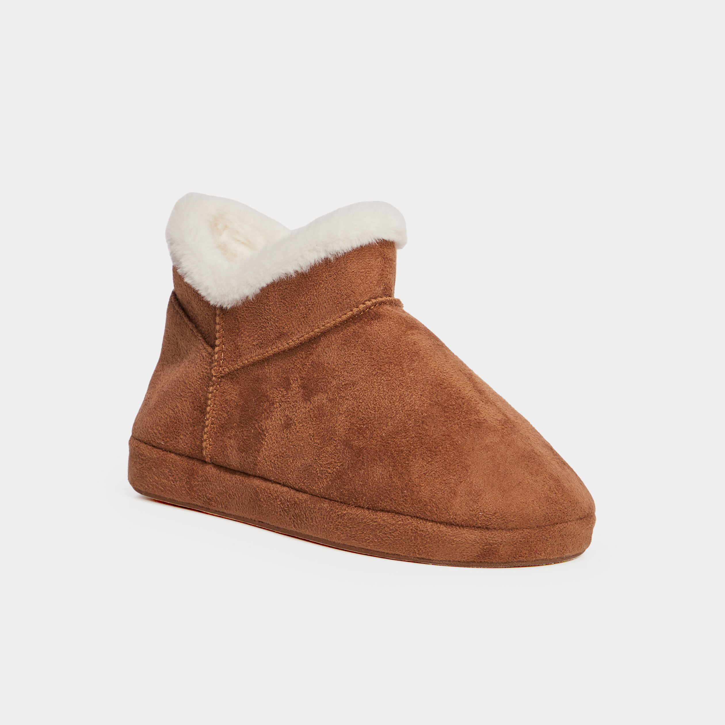 Chaussons bottines fourrés camel femme LH