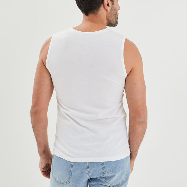 Débardeur droit bretelles larges coton blanc homme