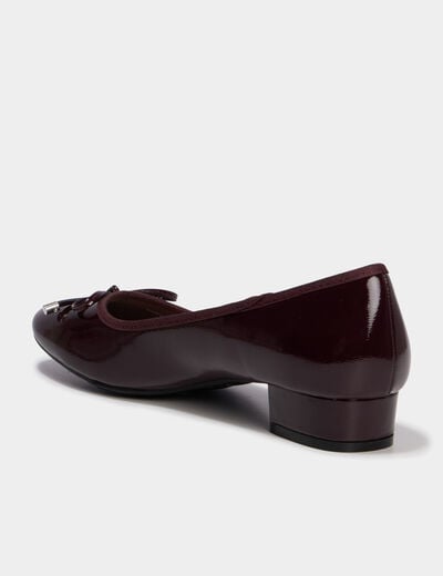 Ballerines &agrave; talons vernies bordeaux femme
