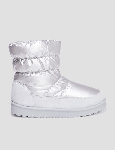 Bottines matelassées doublées gris argent femme