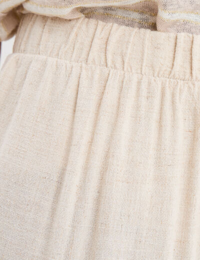 Jupe midi évasée lin mélangé beige femme