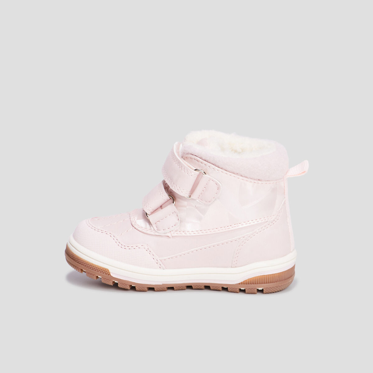 Bottines fourr&eacute;es &agrave; scratchs Trappeur rose b&eacute;b&eacute; fille