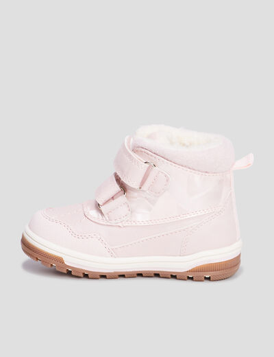 Bottines fourrées à scratchs Trappeur rose bébé fille