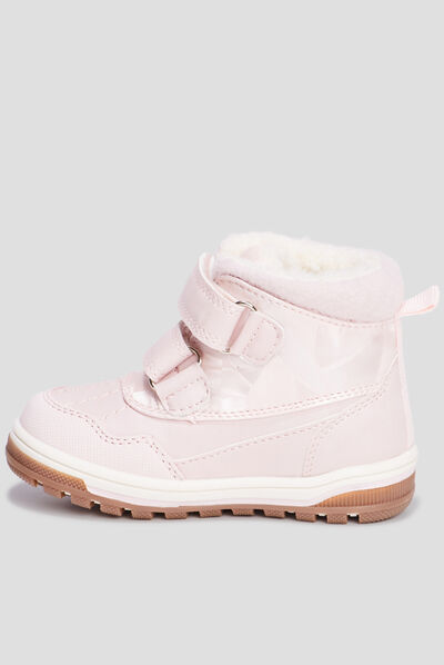 Bottines fourrées à scratchs Trappeur rose bébé fille