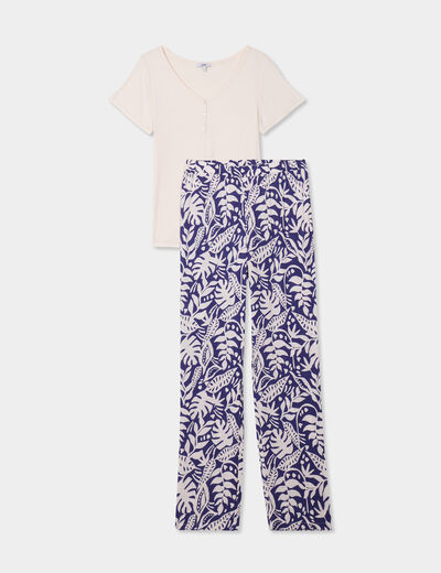 Ensemble pyjama manches courtes 2 pièces bleu femme