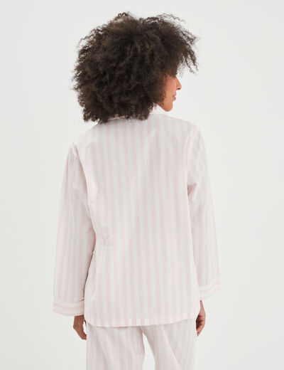 Ensemble pyjama pantalon chemise coton ecru femme