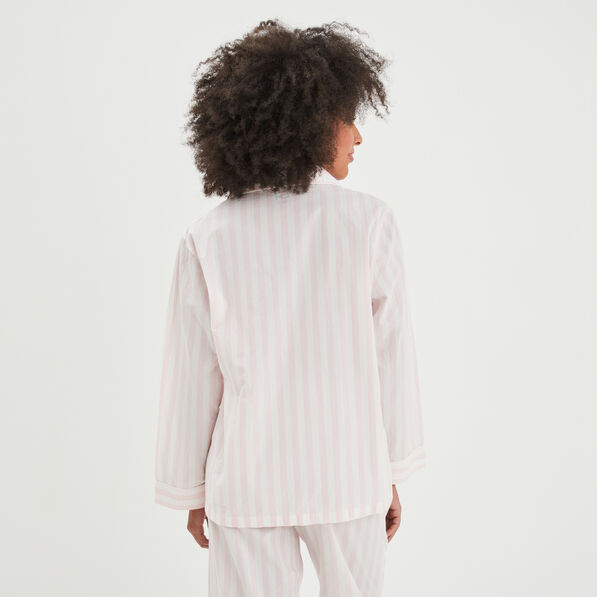 Ensemble pyjama pantalon chemise coton ecru femme