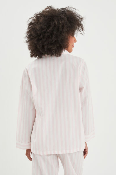 Ensemble pyjama pantalon chemise coton ecru femme