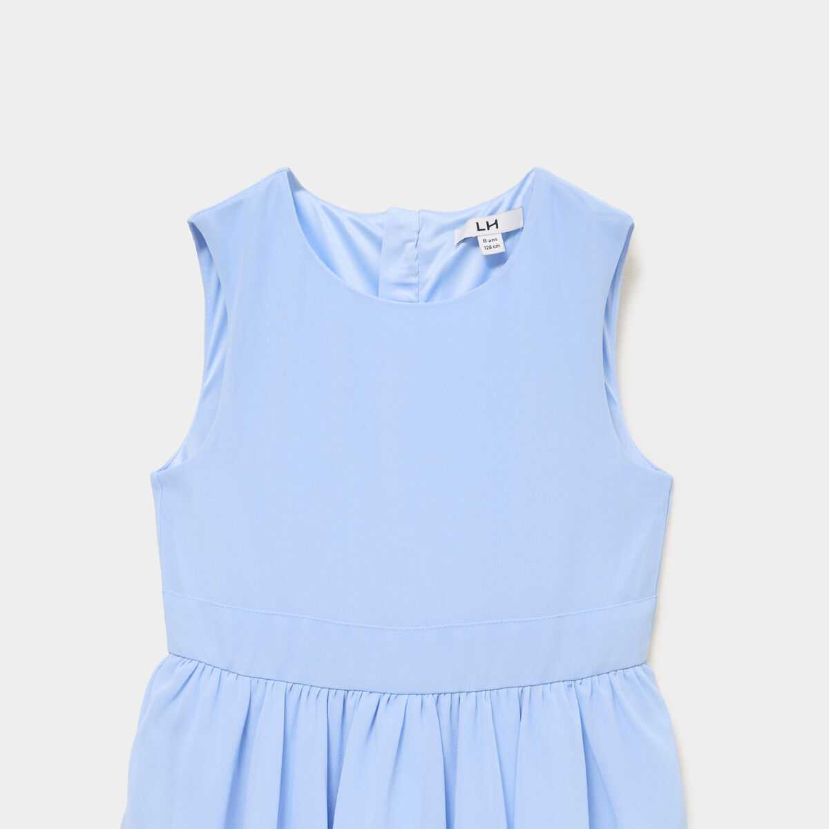 Robe c&eacute;r&eacute;monie &agrave; volants sans manches bleu ciel fille