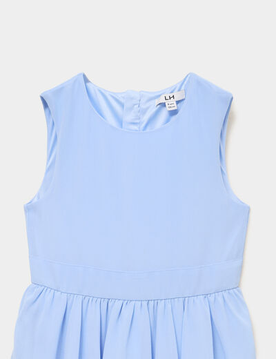 Robe c&eacute;r&eacute;monie &agrave; volants sans manches bleu ciel fille