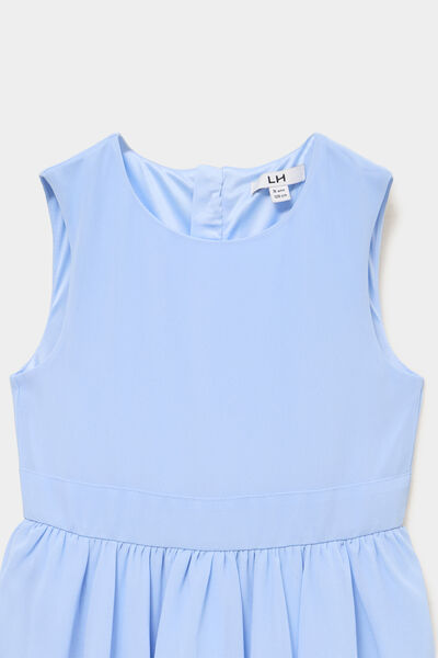 Robe c&eacute;r&eacute;monie &agrave; volants sans manches bleu ciel fille