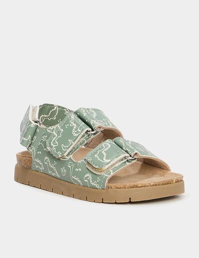 Sandales à scratchs vert kaki bébé garçon