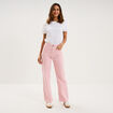 Jean droit taille haute coton rose clair femme