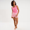 D&eacute;bardeur col rond droit coton rose femme