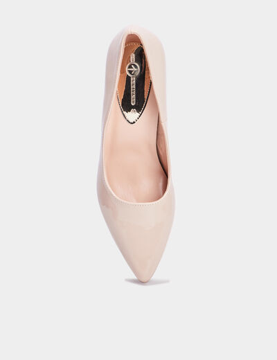 Escarpins vernis &agrave; talons beige femme