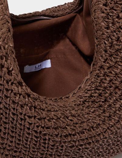 Sac cabas tress&eacute; port&eacute;-&eacute;paule marron fonc&eacute; femme