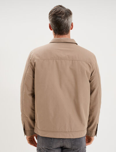 Blouson zipp&eacute; doubl&eacute; col &agrave; revers taupe homme
