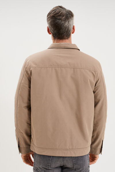 Blouson zipp&eacute; doubl&eacute; col &agrave; revers taupe homme