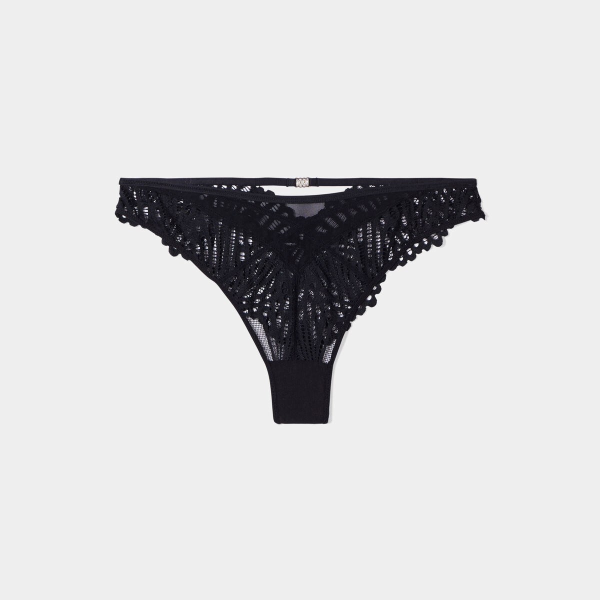Tanga high leg en dentelle noir femme