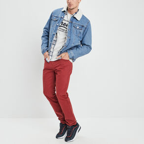 Veste en jean col fourré denim double stone homme