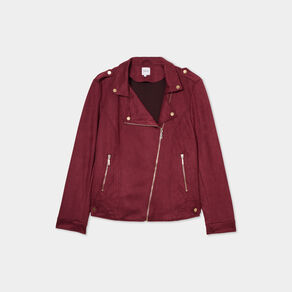 blouson zippe effet suedine style biker bordeaux femmegt Blouson zippé effet suédine style biker bordeaux femme grande taille