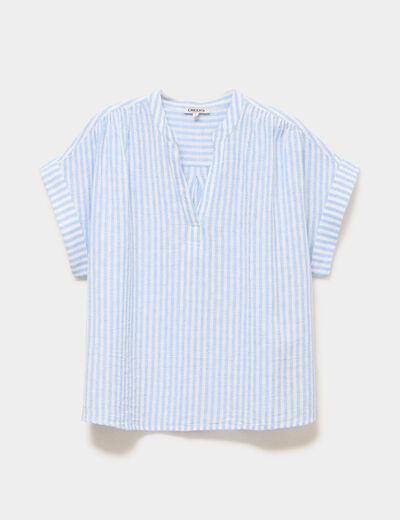 Blouse droite &agrave; manches courtes ecru femme