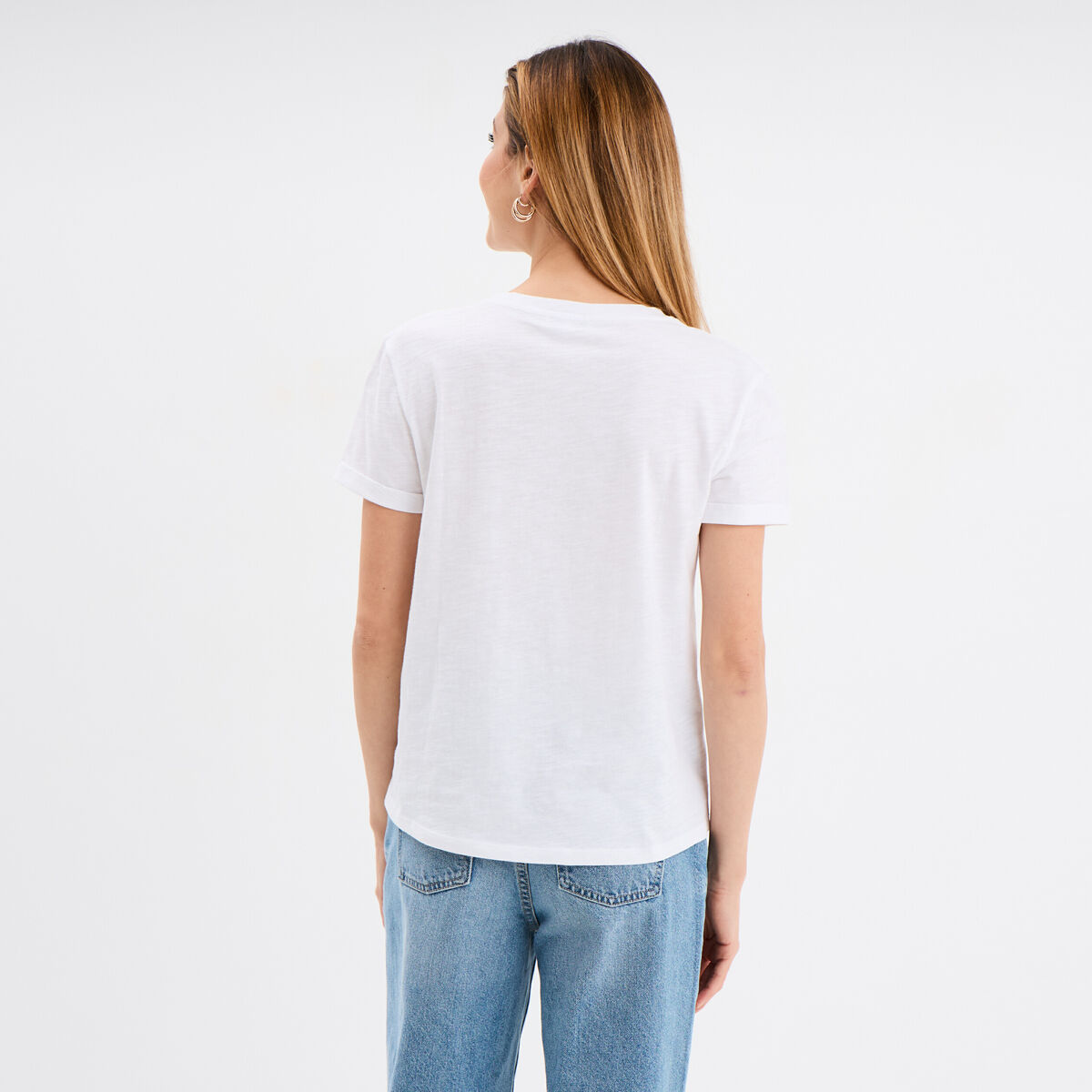 T-shirt manches courtes coton blanc femme