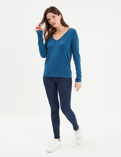 Jegging taille haute denim brut femme