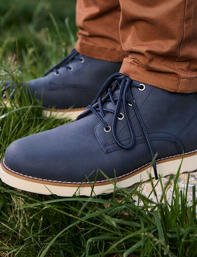 Boots à lacets effet similicuir bleu homme