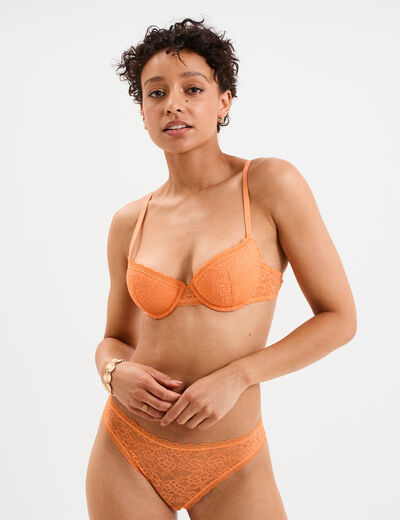 Soutien-gorge corbeille paddé dentelle orange femme