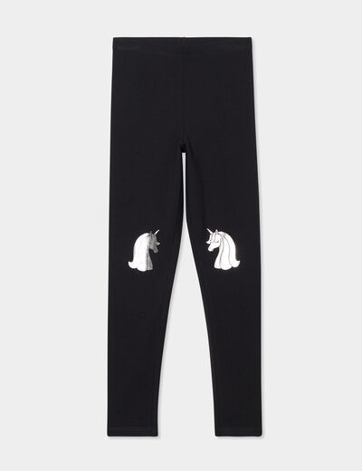 Legging en maille coton noir fille