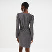 Robe paillettes portefeuille courte gris argent femme