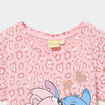 Chemise de nuit mi-longue coton Stitch rose fille