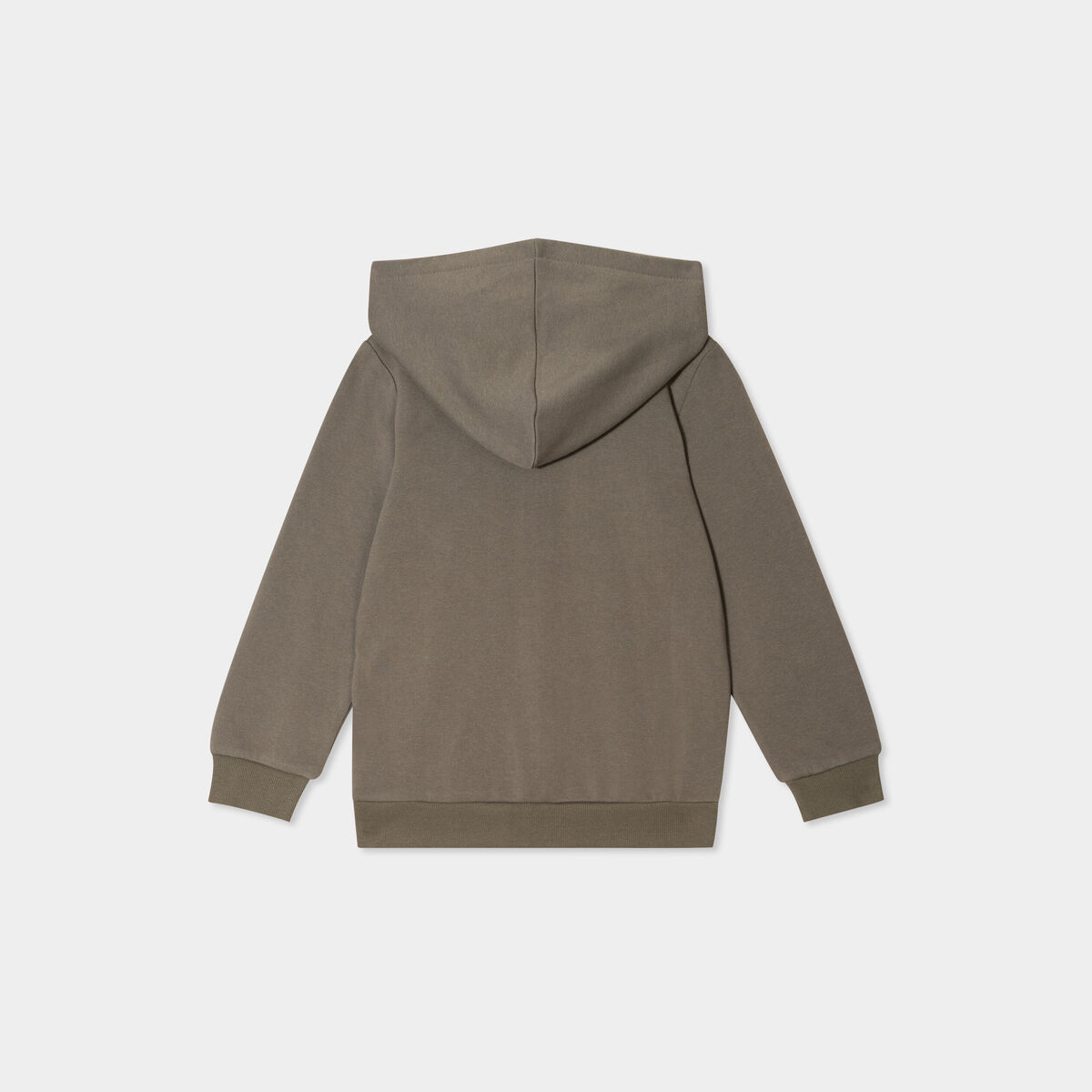 Sweat zipp&eacute; &agrave; capuche molleton vert kaki gar&ccedil;on
