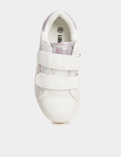 Tennis basses à scratchs Liberto blanc fille