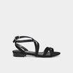 Sandales avec brides en cuir noir femme