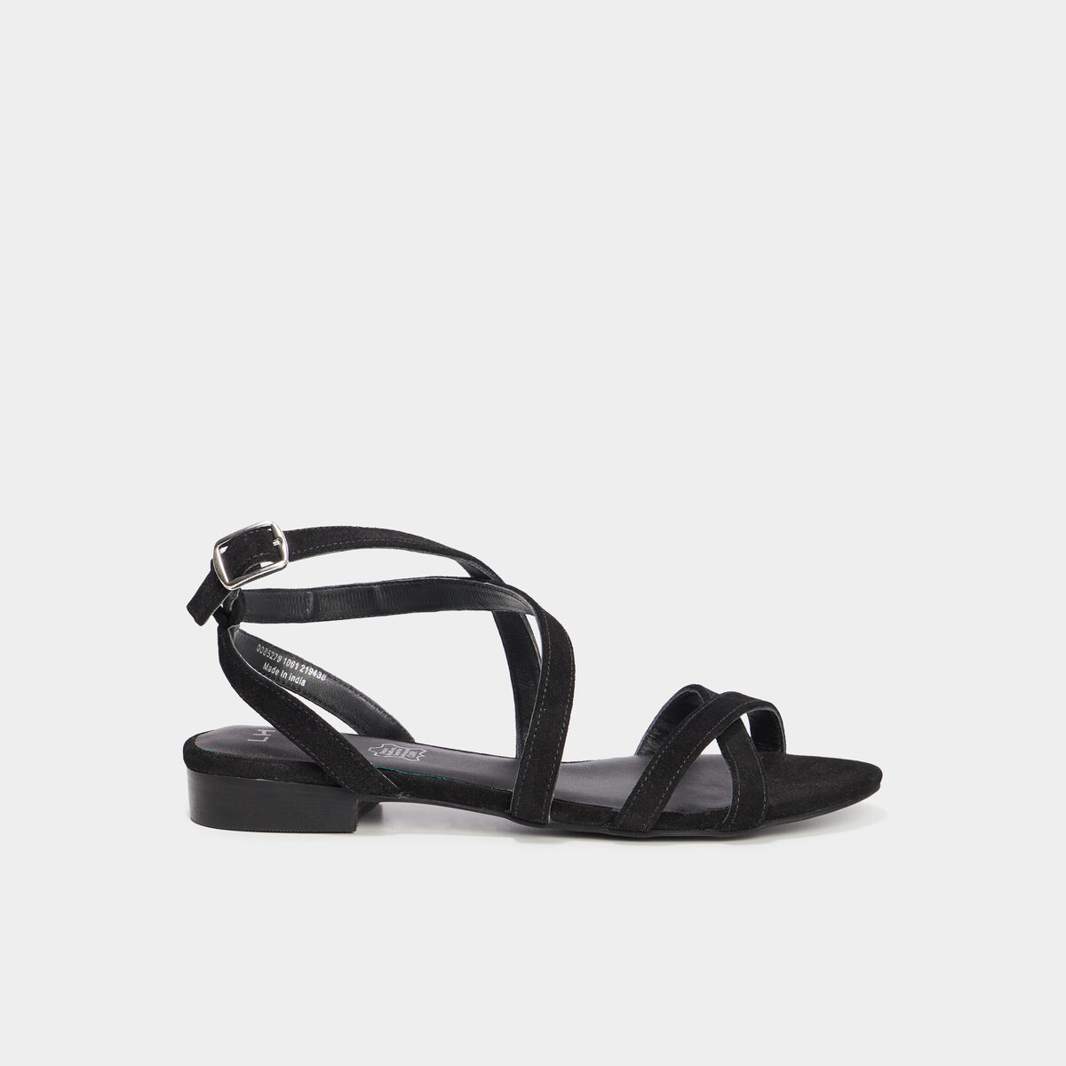 Sandales avec brides en cuir noir femme