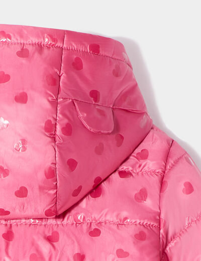 Doudoune oversize zippée à capuche vieux rose bébé fille