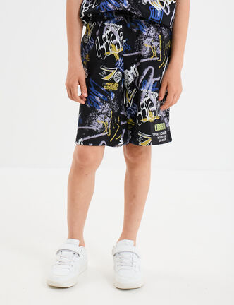 Short de jogging regular noir garçon