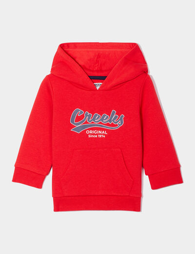 Sweat à capuche hoodie Creeks rouge fluo bébé garçon