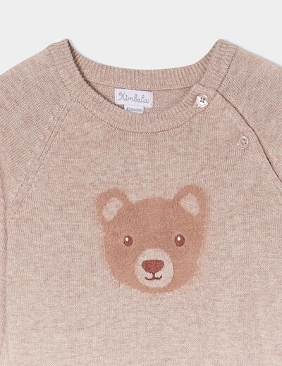 Combinaison tricot coton Kimbaloo taupe bébé garçon