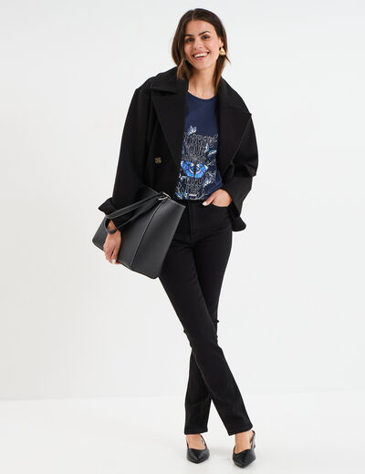 Jeans slim taille haute denim noir femme