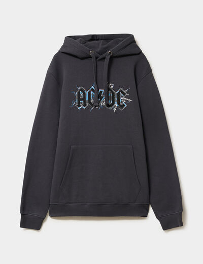 Sweat hoodie 1 poche AC/DC gris foncé homme