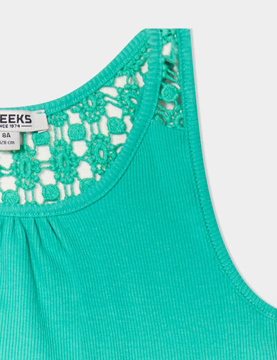 Débardeur côtelé dos macramé Creeks vert menthe fille
